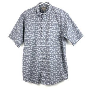 Ariat Shirt Mens Large Gray Palms Classic Fit Short Sleeve Button Down Pocket